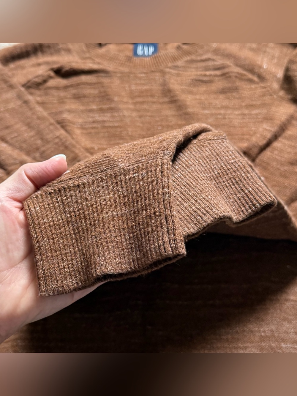 Gap Men’s 100% Cotton Crewneck Sweater Rust Brown M Medium Pullover Long Sleeve - Picture 6 of 10